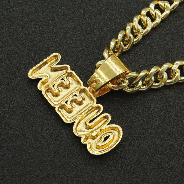 Fashion Hip Hop Diamond Necklace Pendant Punk Jewelry Letters QUEEN Miami Cuban Chain 20"