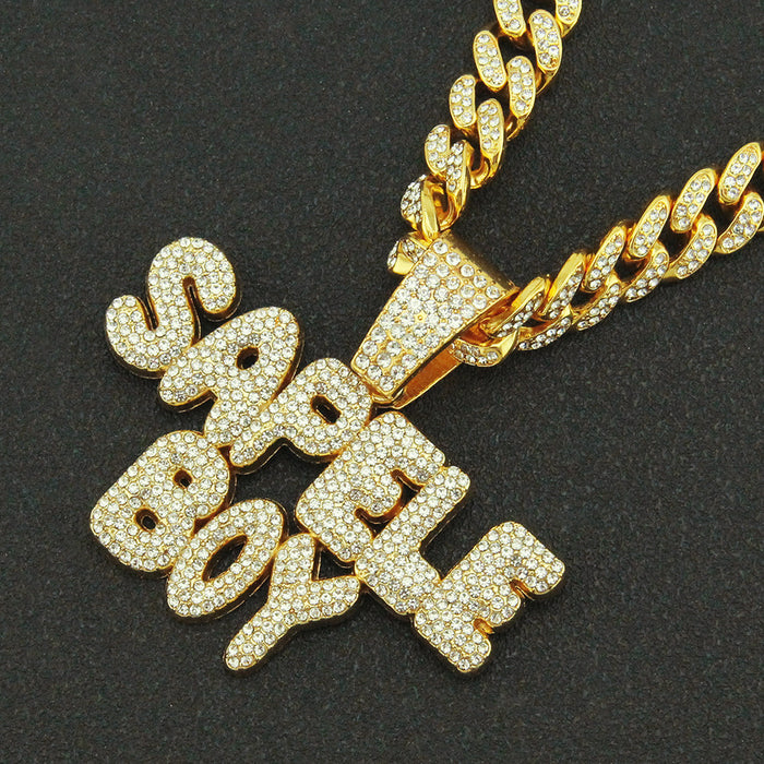 Fashion Hip Hop Diamond Necklace Pendant Punk Jewelry Letters Miami Cuban Chain 20"