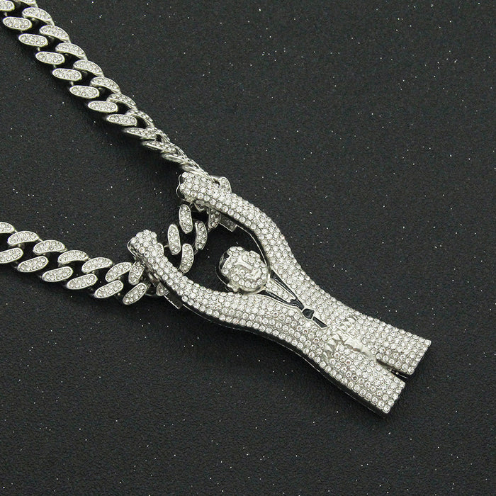 Fashion Hip Hop Diamond Necklace Pendant Happy Boy Punk Jewelry Miami Cuban Chain 20"