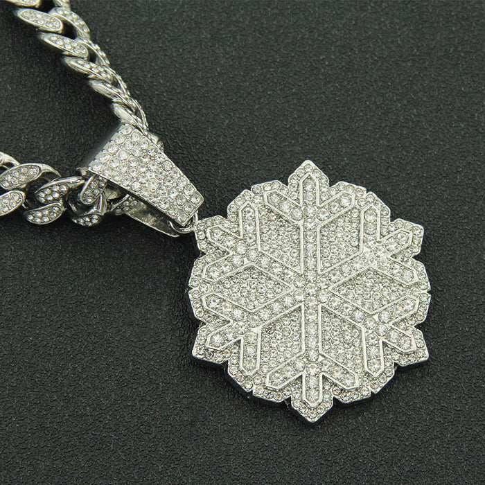 Fashion Hip Hop Diamond Necklace Pendant Snowflake Punk Jewelry Miami Cuban Chain 20"
