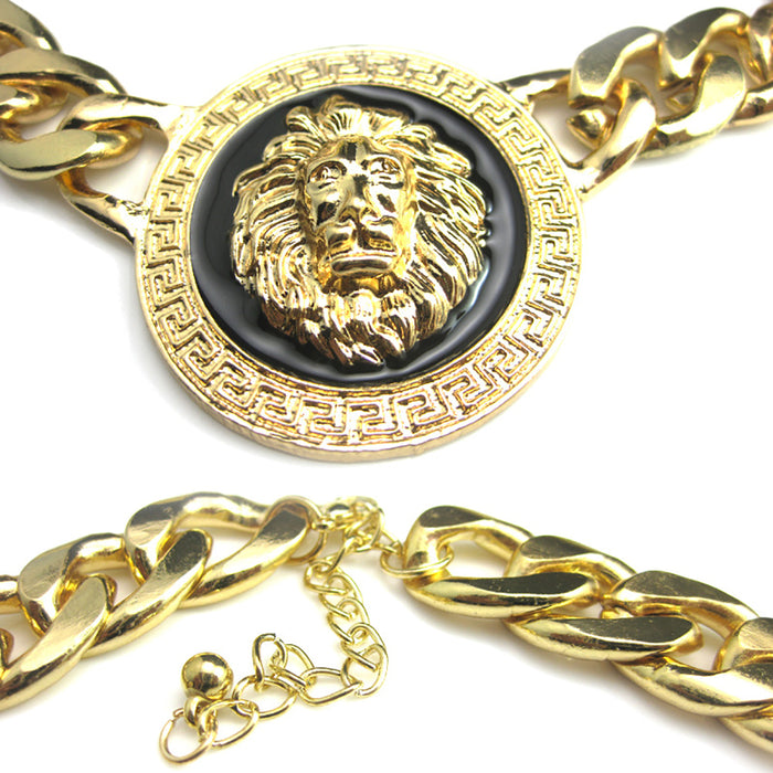 Fashion Hip Hop Necklace Pendant Punk Jewelry Animals Lion Head Leo Miami Cuban Chain 22"
