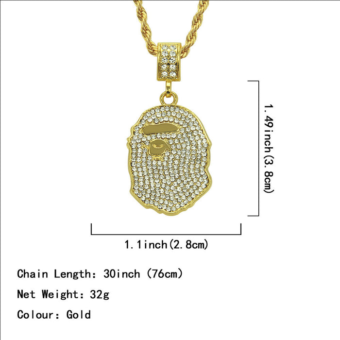 Fashion Hip Hop Diamond Necklace Pendant Asymmetrical Punk Jewelry Twist Chain 30"
