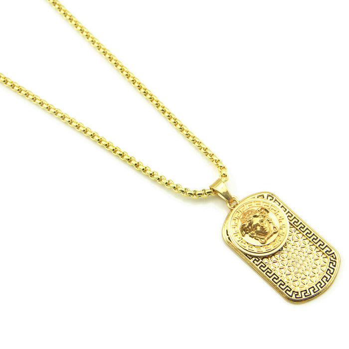 Fashion Hip Hop Diamond Necklace Pendant Man Image Punk Jewelry Dog Tags 30"