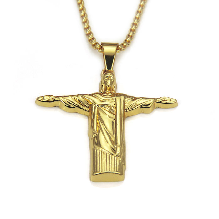 Fashion Hip Hop Necklace Pendant Virgin Mary Goddess Punk Jewelry Gold Plated 30"
