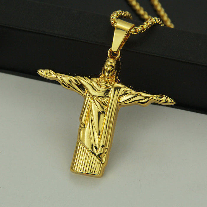 Fashion Hip Hop Necklace Pendant Virgin Mary Goddess Punk Jewelry Gold Plated 30"