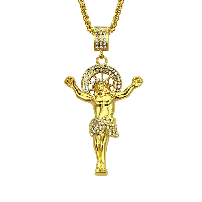 Fashion Hip Hop Diamond Necklace Pendant Jesus Cross Punk Jewelry Religions 30"