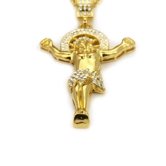 Fashion Hip Hop Diamond Necklace Pendant Jesus Cross Punk Jewelry Religions 30"