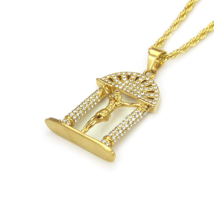 Fashion Hip Hop Diamond Necklace Pendant Punk Jewelry Twist Chain Gold Plated 30"