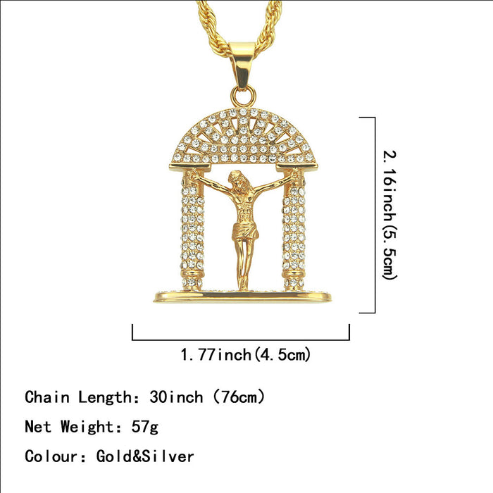 Fashion Hip Hop Diamond Necklace Pendant Punk Jewelry Twist Chain Gold Plated 30"