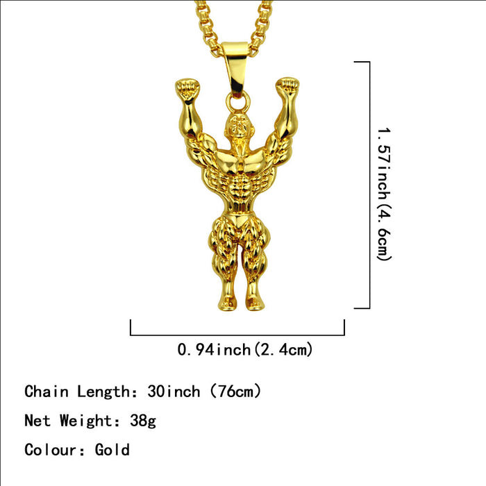 Fashion Hip Hop Necklace Pendant Muscle Men Sports Punk Jewelry Gold Plated 30"