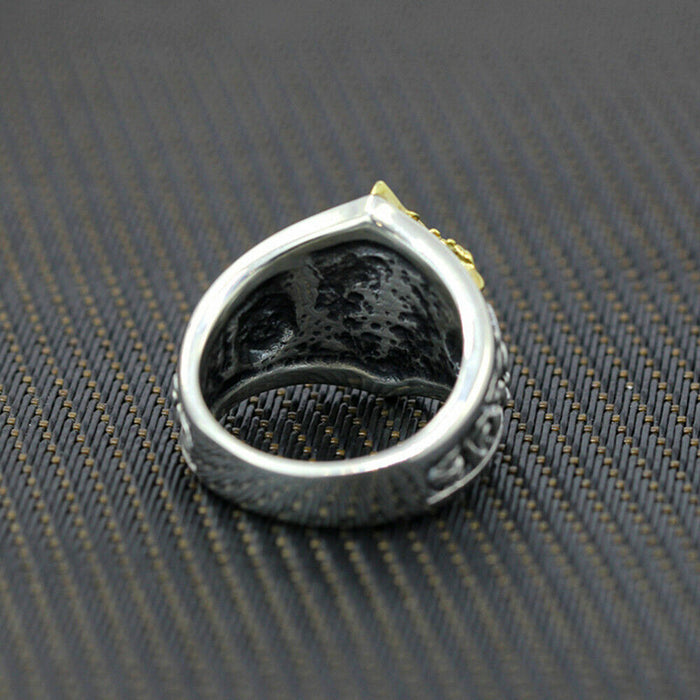 Real Solid 925 Sterling Silver Rings Skulls Rose Pentagram Punk Hip Hop Jewelry Size 8-10.5