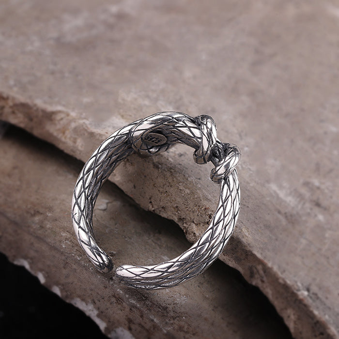 Real Solid 925 Sterling Silver Rings Cross Braided Twisted Knot Fashion Punk Jewelry Open Size Adjustable