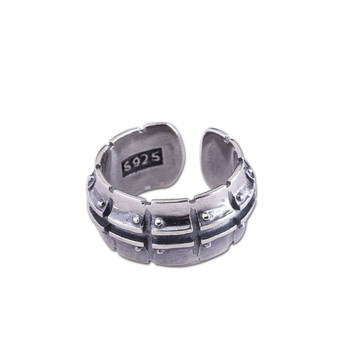 Real Solid 925 Sterling Silver Rings Tire Fashion Punk Hip Hop Jewelry Open Size Adjustable
