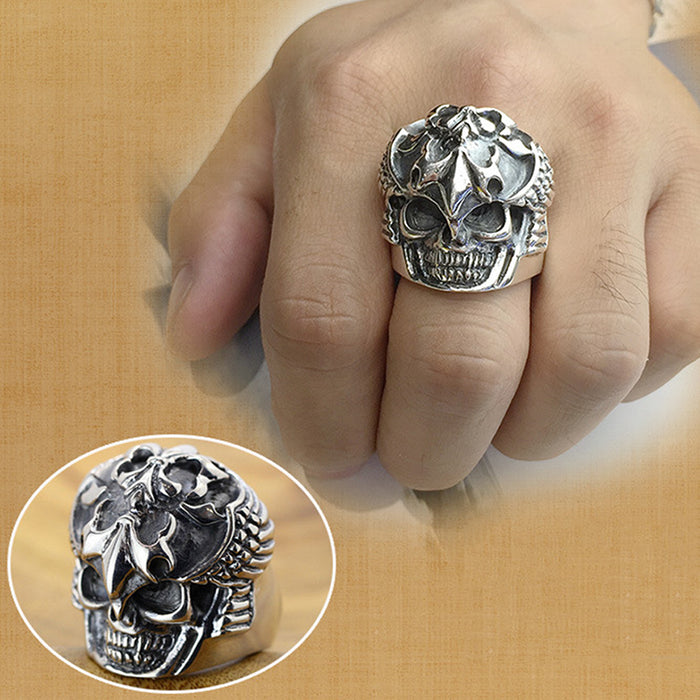 Real Solid 925 Sterling Silver Rings Skeletons & Skulls Gothic Hip Hop Jewelry Size 8.5-10.5