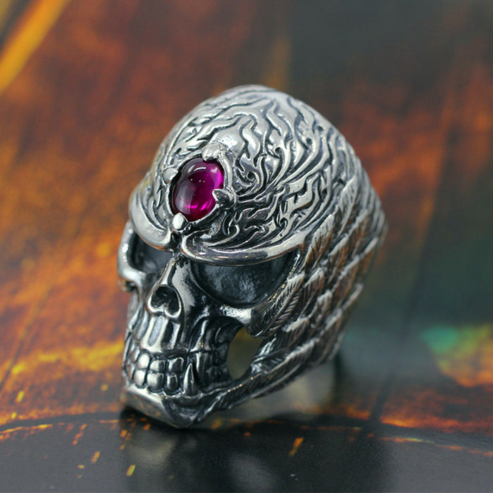 Real Solid 925 Sterling Silver Corundum Rings Skeletons & Skulls Gothic Hip Hop Punk Jewelry Size 8-10.5