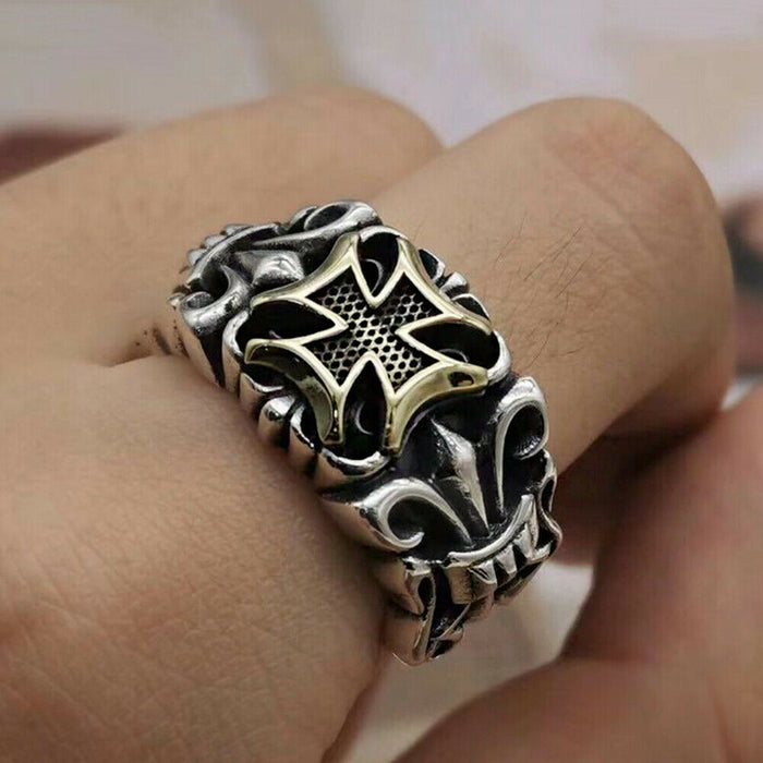 Real Solid 925 Sterling Silver Rings Cross Anchor Punk Gothic Jewelry Open Size 6-10
