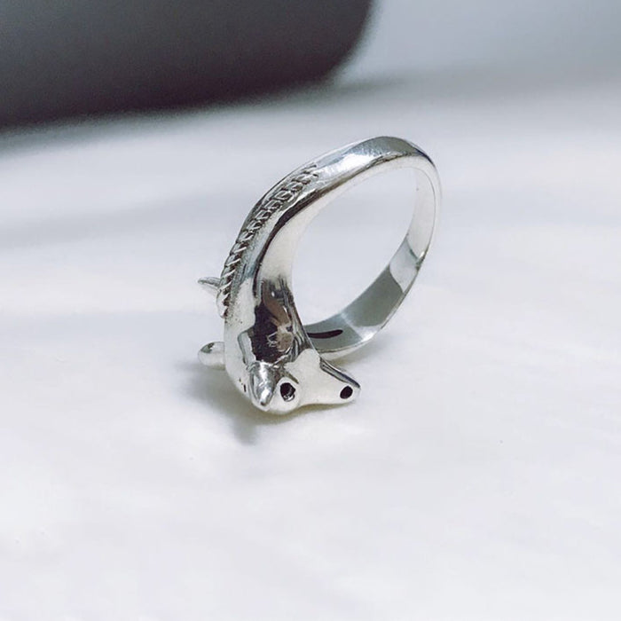 Real Solid 925 Sterling Silver Rings Animals Deer Fashion Punk Couples Jewelry Open Size 7-10
