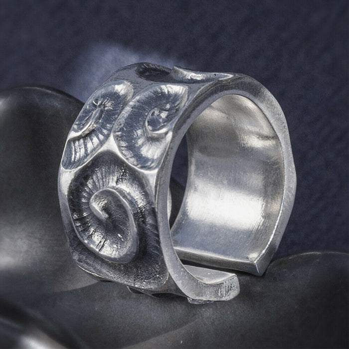 Real Solid 999 Sterling Silver Rings Wind Cirrus Moire Fashion Punk Jewelry Open Size 10-12