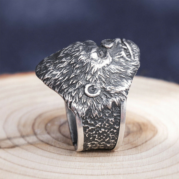 Real Solid 999 Sterling Silver Rings Gorilla Animals Gothic Hip Hop Jewelry Open Size 8-10