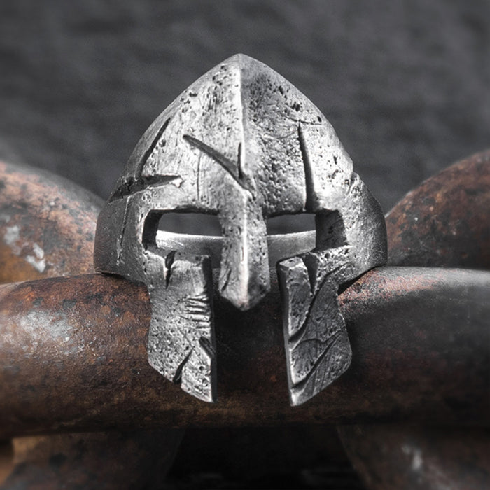 Real Solid 999 Sterling Silver Rings Spartan Mask Warrior Armor Gothic Punk Jewelry Open Size 8-10