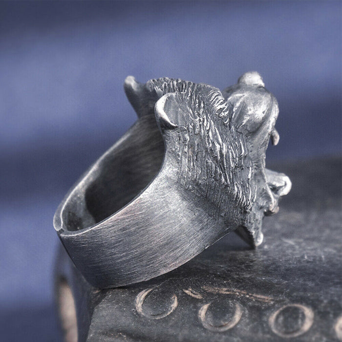 Real Solid 999 Sterling Silver Rings Bear Animals Gothic Punk Jewelry Open Size 13-14