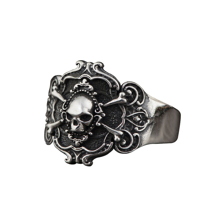 Real Solid 925 Sterling Silver Rings Skeletons & Skulls Cross Gothic Punk Jewelry Open Size 7-10