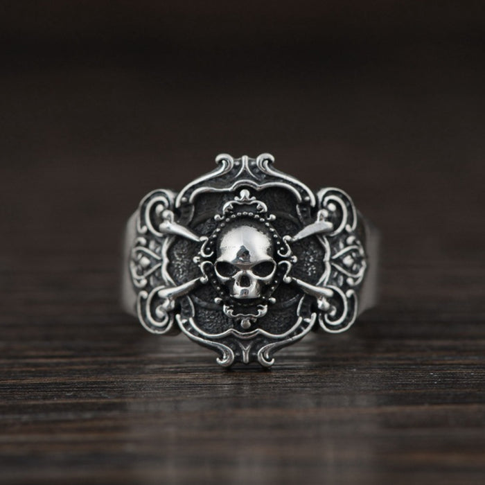 Real Solid 925 Sterling Silver Rings Skeletons & Skulls Cross Gothic Punk Jewelry Open Size 7-10