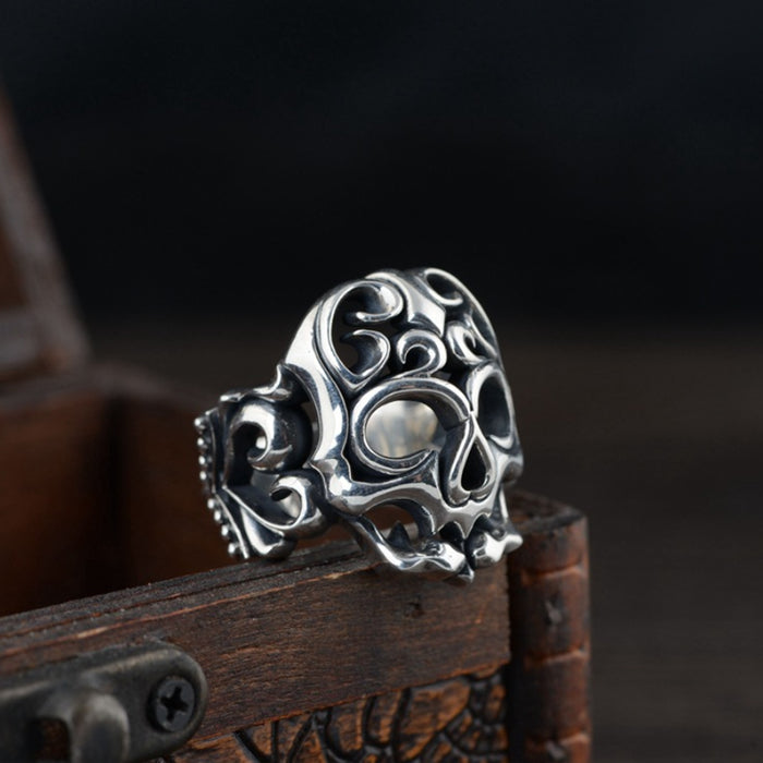 Real Solid 925 Sterling Silver Rings Skeletons & Skulls Heart Gothic Punk Jewelry Size 9-13