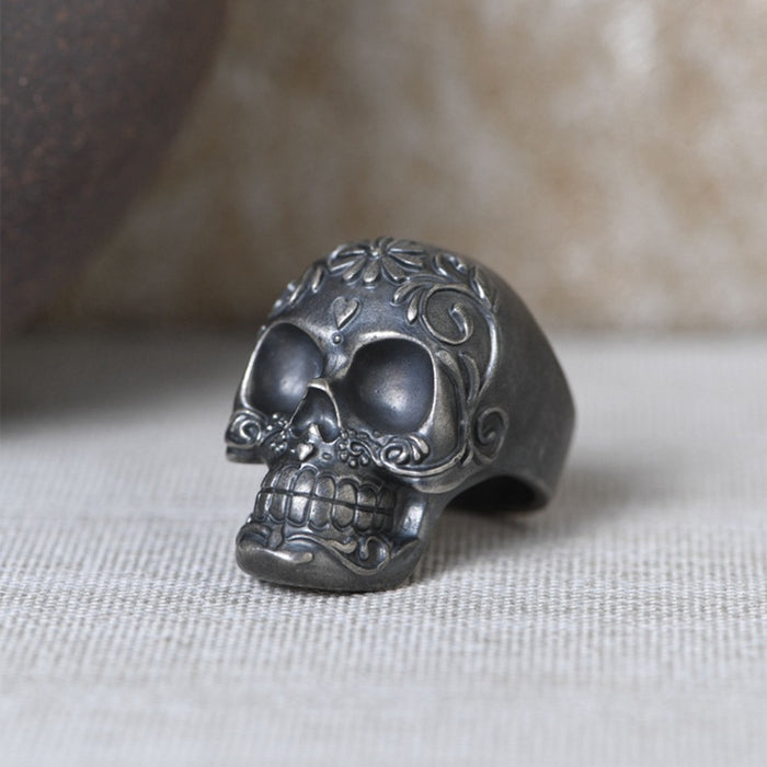Real Solid 925 Sterling Silver Rings Skeletons & Skulls Flowers Gothic Hip Hop Punk Jewelry Size 9-12