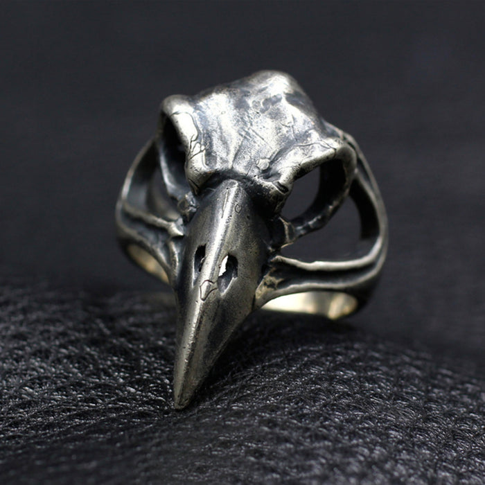 Real Solid 925 Sterling Silver Ring Skulls Bird Animals Gothic Punk Jewelry Size 8 9 10 11