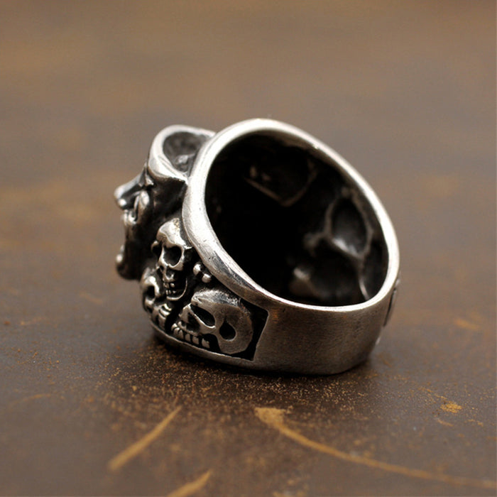 Men's Punk Real Solid 925 Sterling Silver Ring Skulls Joker Clown Gothic Jewelry Size 7-11