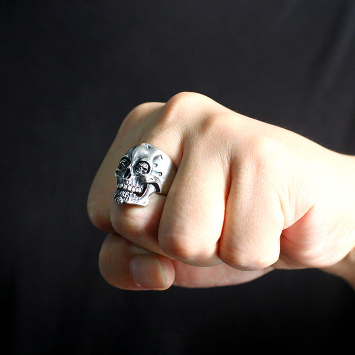 Men's Punk Real Solid 925 Sterling Silver Ring Skeletons Skulls Gothic Hip Hop Jewelry Size 7-11