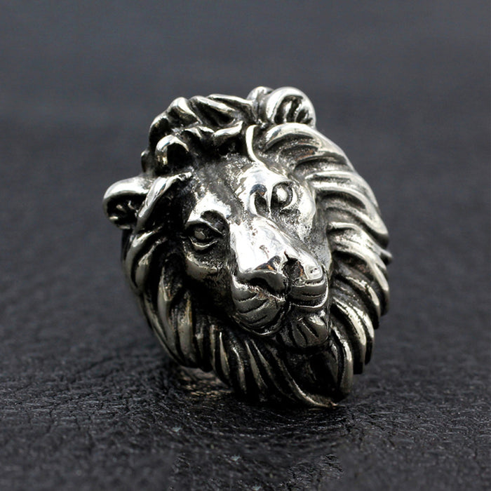 Men's Heavy Punk Real Solid 925 Sterling Silver Ring Animals Lion King Leo Gothic Jewelry Size 8-11