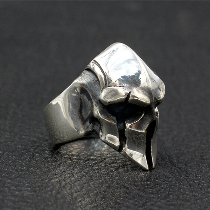 Real Solid 925 Sterling Silver Ring Mask Spartan Warrior Skulls Gothic Punk Jewelry Size 8 9 10 11