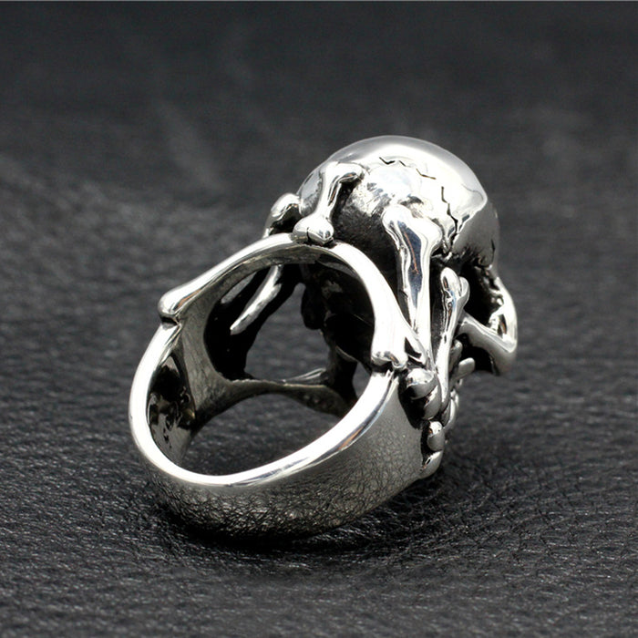 Heavy Real Solid 925 Sterling Silver Ring Skulls Hand Gothic Punk Jewelry Size 7 8 9 10 11