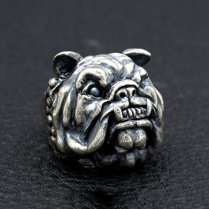 Men's Huge Punk Real Solid 925 Sterling Silver Ring Animals Dog Bulldog Gothic Jewelry Size 8 9 10 11
