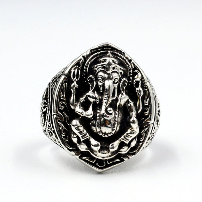 Real Solid 925 Sterling Silver Ring Elephant Animals Ganesha Punk Jewelry Size 7-11