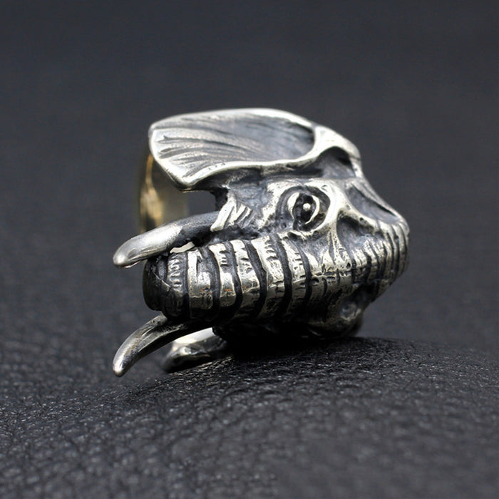 Men's Huge Real Solid 925 Sterling Silver Ring Animals Elephant Gothic Jewelry Size 7 8 9 10 11