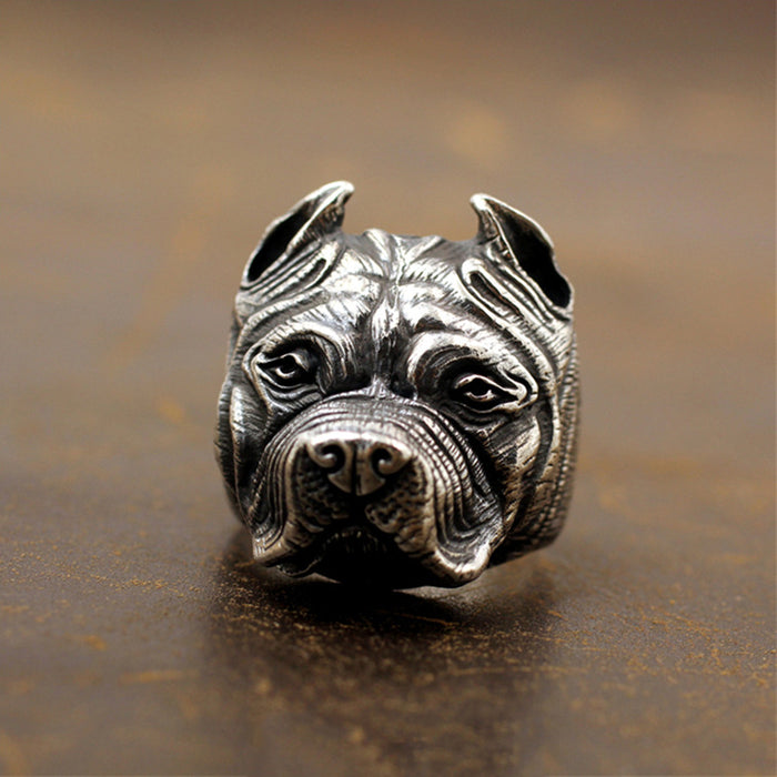 Men's Huge Real Solid 925 Sterling Silver Ring Animals Shepherd Dog Punk Jewelry Size 7-11
