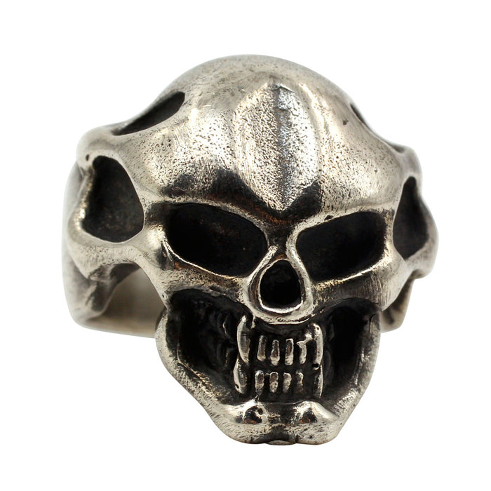Men's Huge Real Solid 925 Sterling Silver Ring Skulls Gothic Punk Jewelry Size 7 8 9 10 11