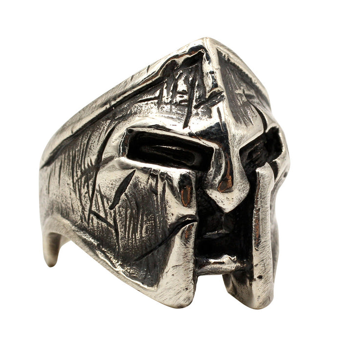 Real Solid 925 Sterling Silver Ring Spartan Warrior Helmet Skulls Gothic Punk Jewelry Size 7-11