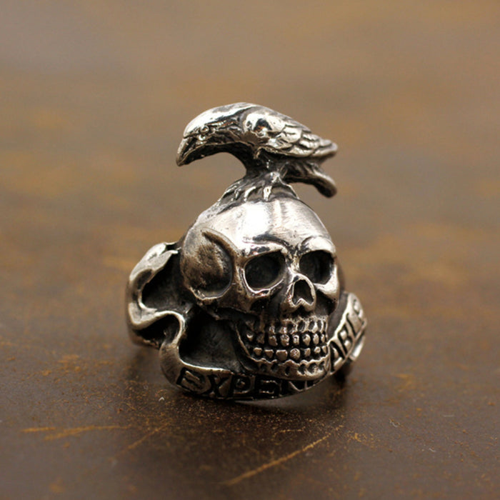 Real Solid 925 Sterling Silver Rings Skulls Animals Bird Raven Gothic Punk Jewelry Size 6-11