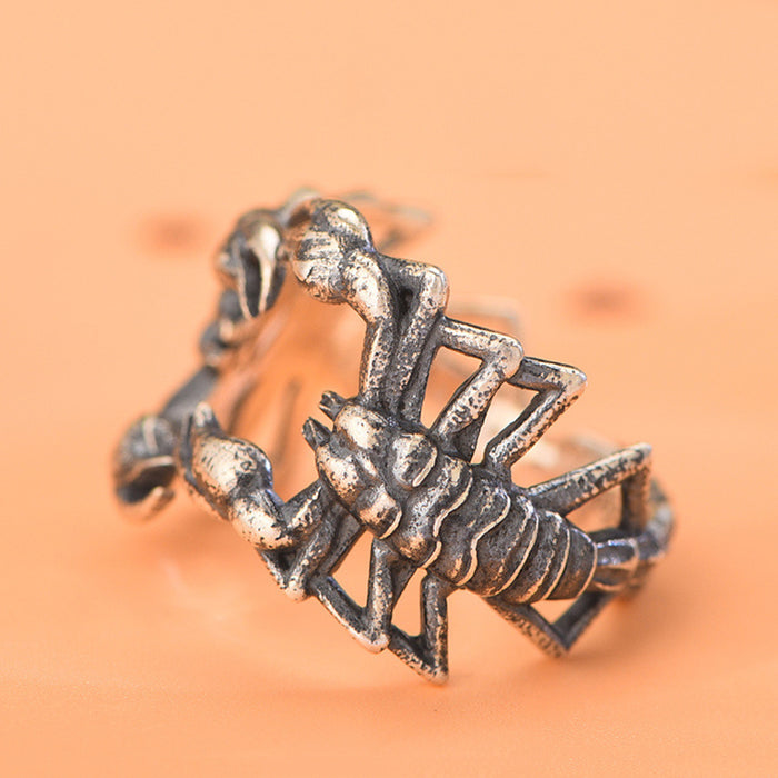 Men's Real Solid 925 Sterling Silver Rings Scorpion Animals Punk Jewelry Open Size 9 10 11
