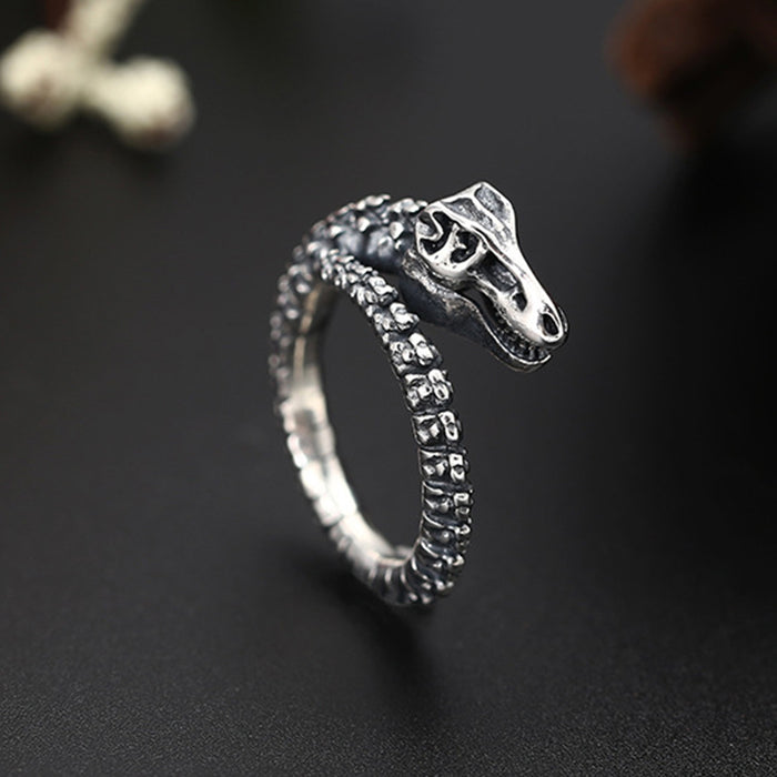 Real Solid 925 Sterling Silver Rings Skulls Dinosaur Skeleton Punk Jewelry Open Size 8-10