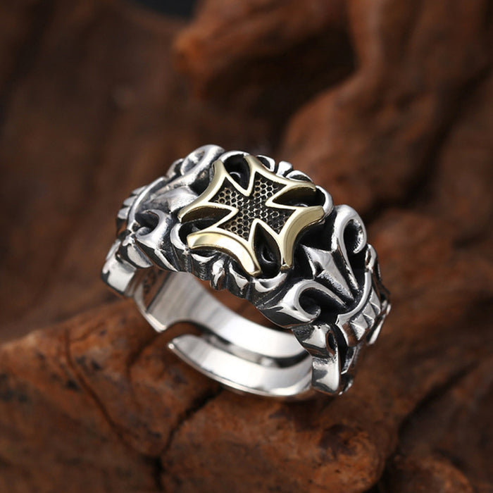 Real Solid 925 Sterling Silver Rings Cross Anchor Punk Viking Jewelry Open Size 9-12