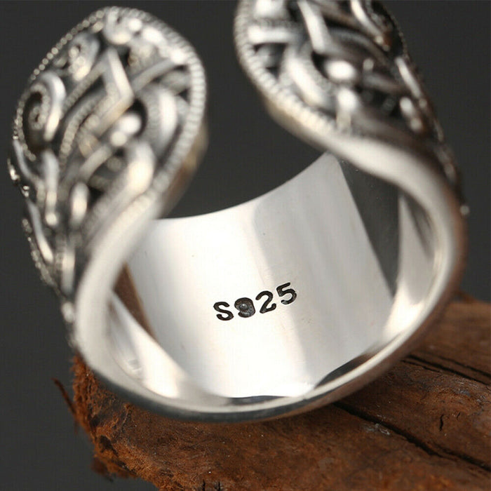 Real Solid 925 Sterling Silver Rings Cross Fashion Punk Jewelry Open Size 8-11