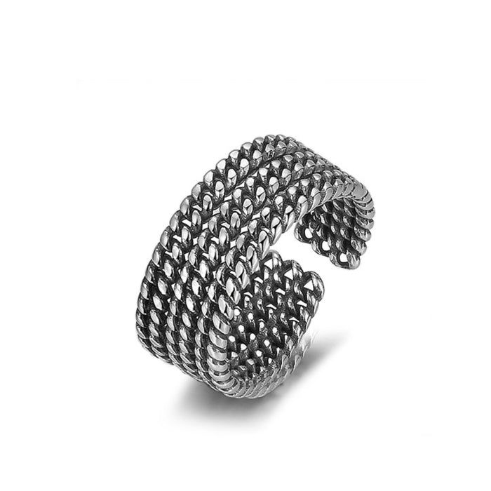 Real Solid 925 Sterling Silver Rings Braided Twisted Fashion Punk Jewelry Open Size 6-8