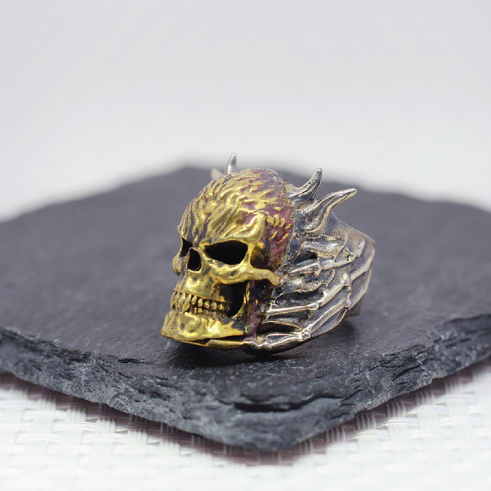 Real Solid 925 Sterling Silver Rings Skeletons & Skulls Punk Hip Hop Jewelry Open Size Adjustable