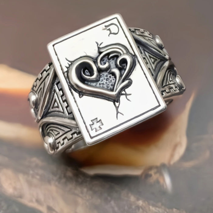 Real Solid 925 Sterling Silver Rings Loving Heart Cross Punk Jewelry Open Size 8-10
