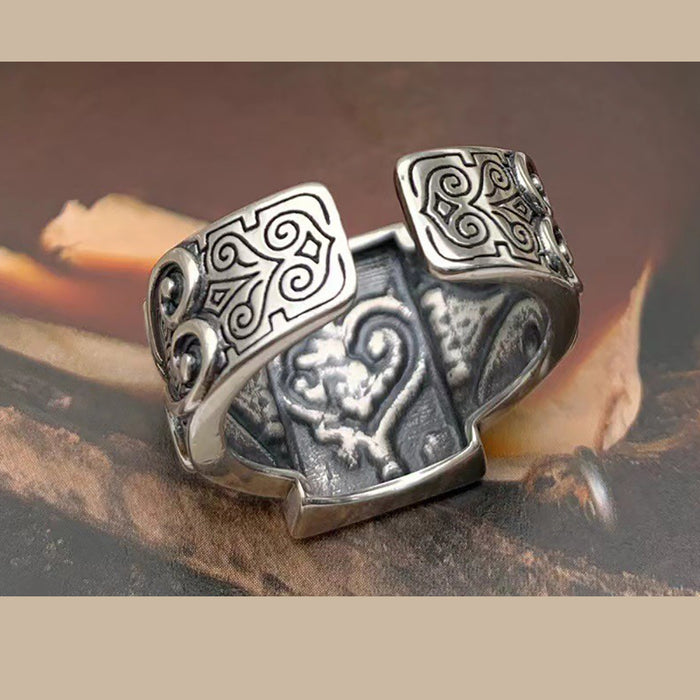 Real Solid 925 Sterling Silver Rings Loving Heart Cross Punk Jewelry Open Size 8-10